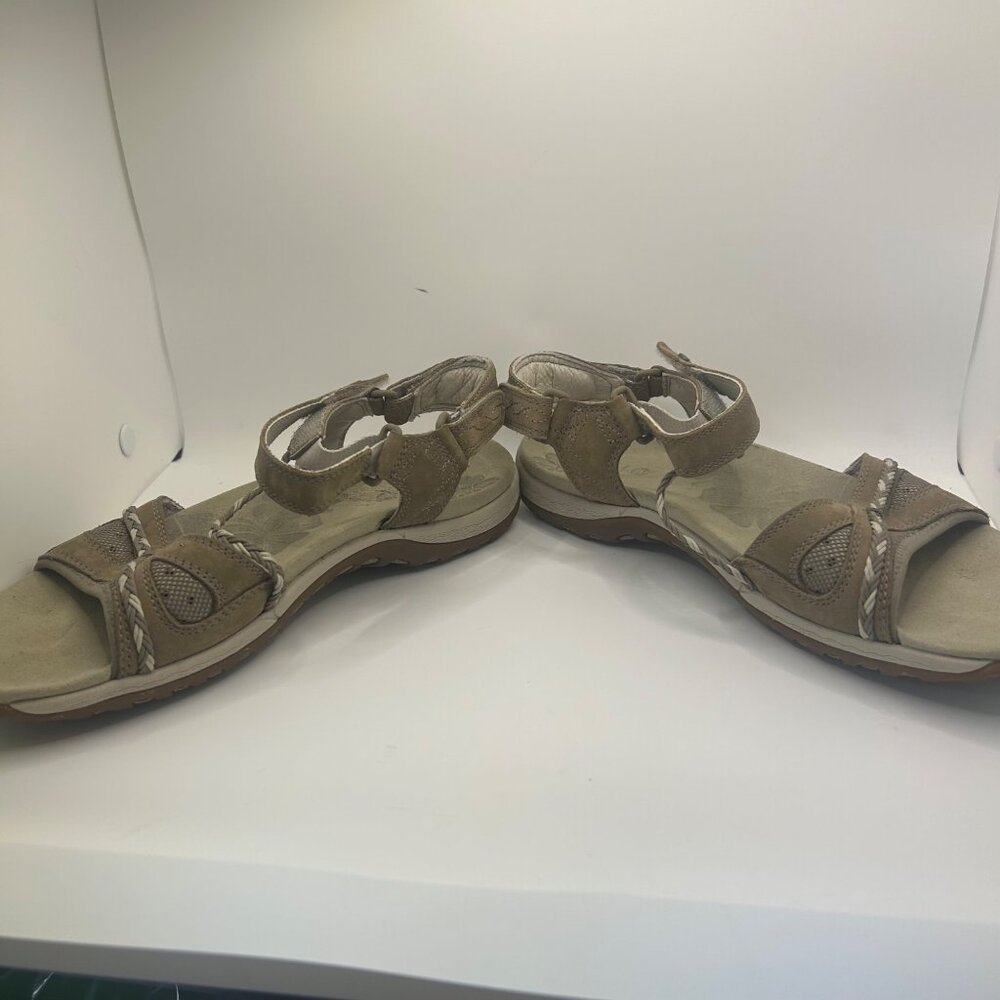 Merrell violatta aluminum Tan Strappy Sandals Size 7 Braided Detail & Adjustable - Picture 4 of 8